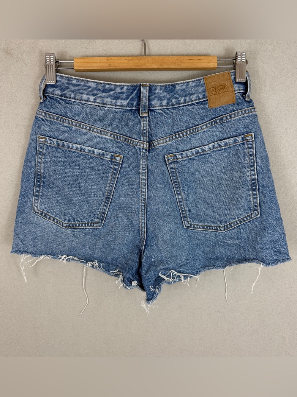 ZARA Light Blue Distressed Denim Shorts